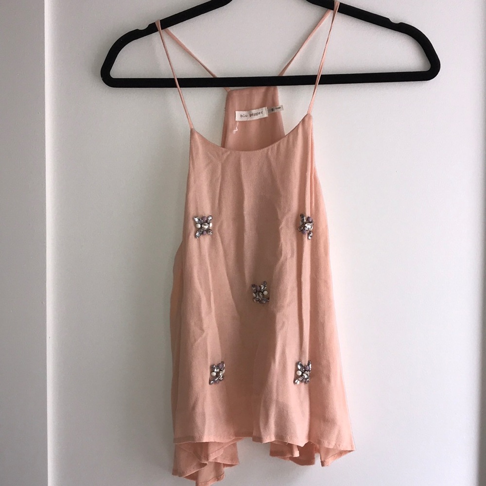 Beaded light pink top size small